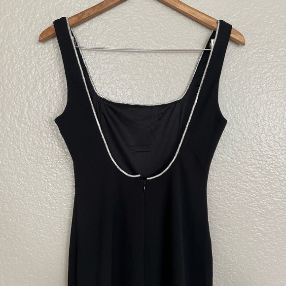 NWT Timeless Poise Black Rhinestone Square Neck Backless Maxi Dress - Picture 6 of 10